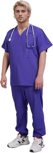 Scrubs Medical Uniform Man Scrubs Set Medical Scrubs Top and Pants，5-Pocket Top and 5 Pocket Pants in Saudi Arabia