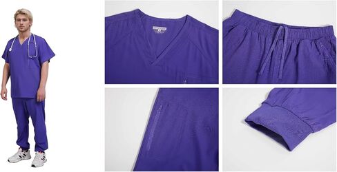 Scrubs Medical Uniform Man Scrubs Set Medical Scrubs Top and Pants，5-Pocket Top and 5 Pocket Pants in Saudi Arabia