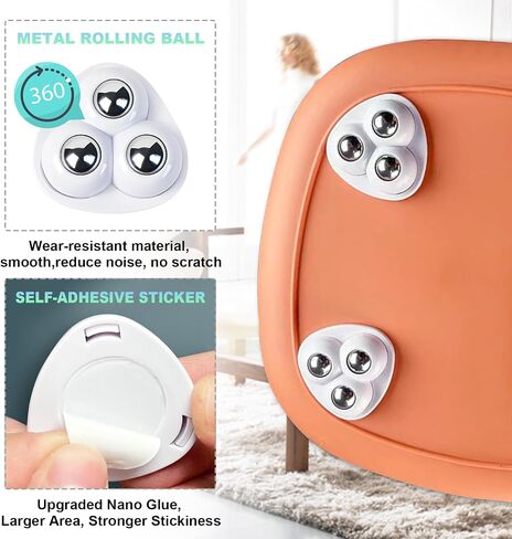 Self Adhesive Caster Wheels for Countertop - Furniture Sliders & Appliance Rollers for Kitchen, Coffee Machine, Blender, Oven - Easily Solves The Problem of Desktop Sliding (Black, 4pcs) in Kuwait