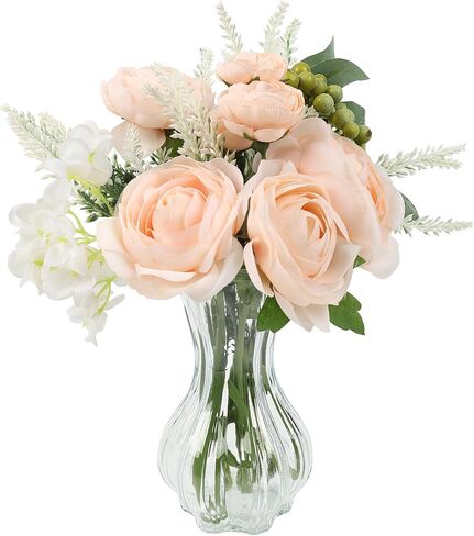 زهور مزيفة في مزهرية الزهور الاصطناعية ديكور طاولة القهوة ، زهور فو في مزهرية ، ترتيبات الزهور النباتات الصناعية الزهور الحريرية للديكور المنزل ديكورات مركزية داخلية (زرقاء بيضاء) in Kuwait