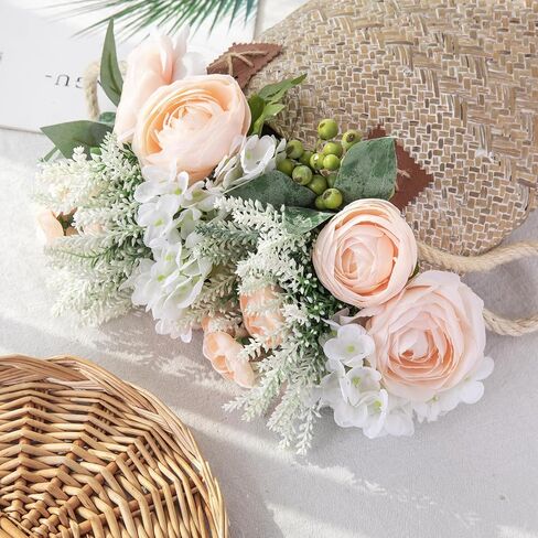 زهور مزيفة في مزهرية الزهور الاصطناعية ديكور طاولة القهوة ، زهور فو في مزهرية ، ترتيبات الزهور النباتات الصناعية الزهور الحريرية للديكور المنزل ديكورات مركزية داخلية (زرقاء بيضاء) in Kuwait