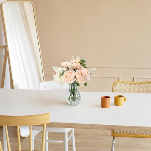 زهور مزيفة في مزهرية الزهور الاصطناعية ديكور طاولة القهوة ، زهور فو في مزهرية ، ترتيبات الزهور النباتات الصناعية الزهور الحريرية للديكور المنزل ديكورات مركزية داخلية (زرقاء بيضاء) in Kuwait