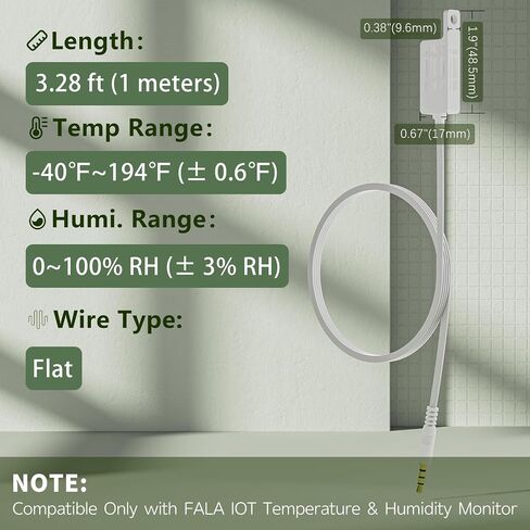External Temperature and Humidity Sensor Probe, Waterproof Digital Probe Sensor, -40~194℉ (-40~90℃), 0~100% RH Temp and Humi Sensor 5m(16ft) in Saudi Arabia
