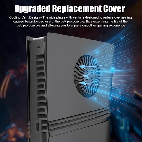 Black Faceplates for PS5 Pro Disc Edition Console with Cooling Vent, Precision Fit, Easy to Install, Replacement Hard Anti-Scratch Side Plates, Cover Plates Shell for PS5 Pro Accessories in Saudi Arabia