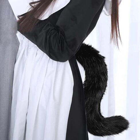HAOAN Faux Fur Half Face Mask Paw Gloves Wolf Fox Tail and Leather Necklace Set Costume for Halloween Cosplay Party in Kuwait