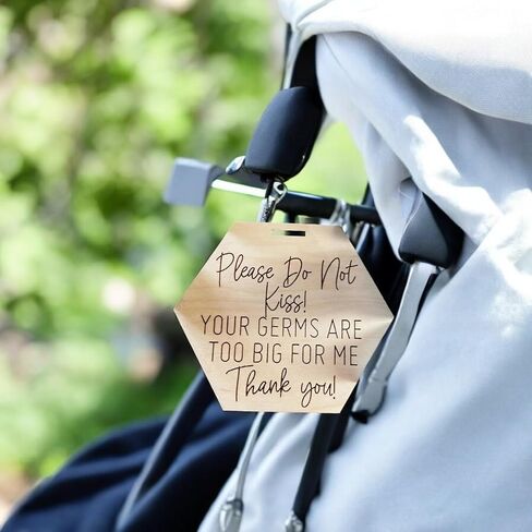 FELIXTA Please Do Not Touch Engraved Wooden Sign Your Germs Are Too Big For Me Stroller Sign Car Seat Tag, WHITE in Saudi Arabia