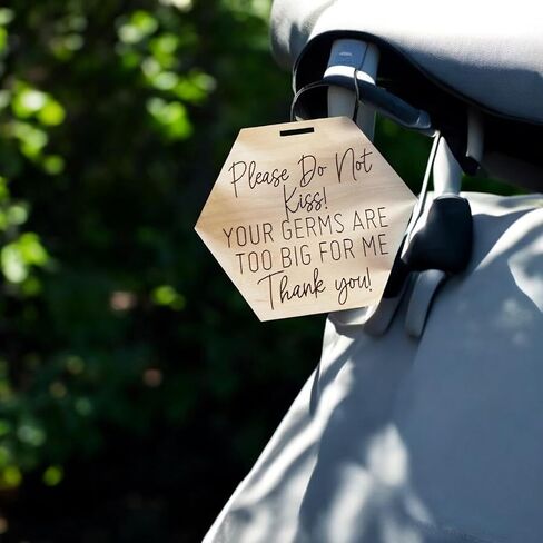 FELIXTA Please Do Not Touch Engraved Wooden Sign Your Germs Are Too Big For Me Stroller Sign Car Seat Tag, WHITE in Saudi Arabia