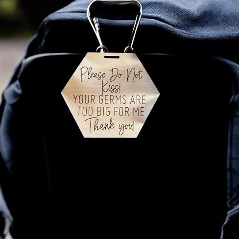 FELIXTA Please Do Not Touch Engraved Wooden Sign Your Germs Are Too Big For Me Stroller Sign Car Seat Tag, WHITE in Saudi Arabia
