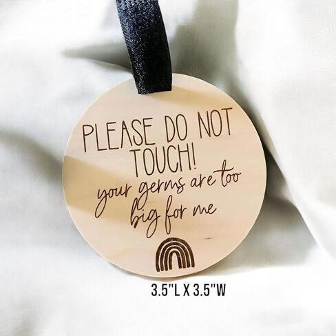 FELIXTA Please Do Not Touch Engraved Wooden Sign Your Germs Are Too Big For Me Stroller Sign Car Seat Tag, WHITE in Saudi Arabia