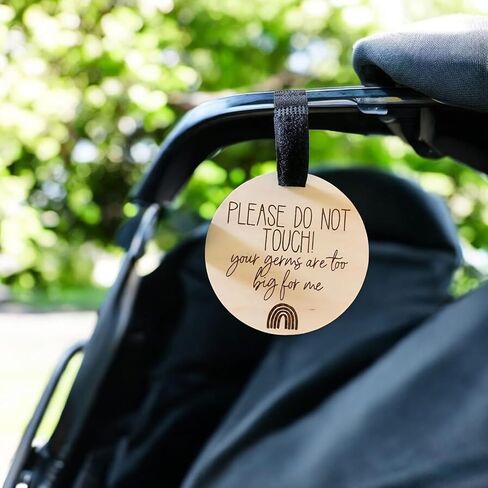 FELIXTA Please Do Not Touch Engraved Wooden Sign Your Germs Are Too Big For Me Stroller Sign Car Seat Tag, WHITE in Saudi Arabia