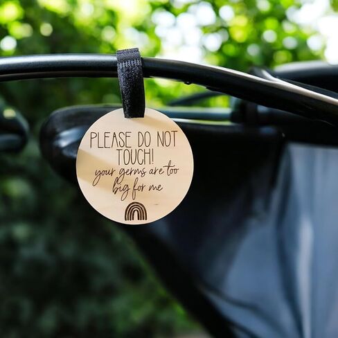 FELIXTA Please Do Not Touch Engraved Wooden Sign Your Germs Are Too Big For Me Stroller Sign Car Seat Tag, WHITE in Saudi Arabia
