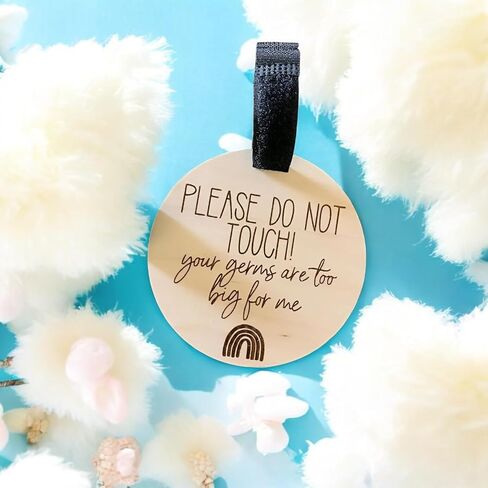 FELIXTA Please Do Not Touch Engraved Wooden Sign Your Germs Are Too Big For Me Stroller Sign Car Seat Tag, WHITE in Saudi Arabia