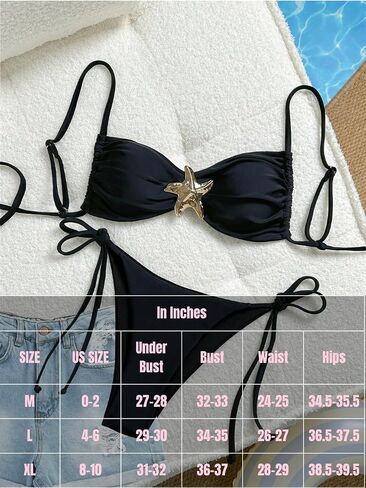 Women Two Piece Starfish Bikini Set, High Cut String Tie Side Swimsuit, Cute Teens Low Rise Cheeky Bathing Suit Beach in Saudi Arabia