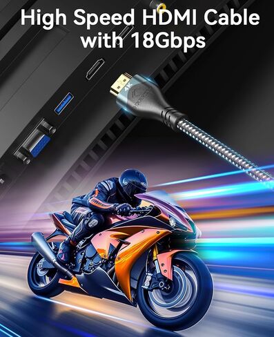 High Speed HDMI Cable, 18 Gbps, 4K 60HZ UHD 2160p, 24K Gold Plated Connectors, Nylon Braided Compatible for Laptop, Monitor, PS5, PS4, Xbox One, Fire TV & More (15ft) in Kuwait