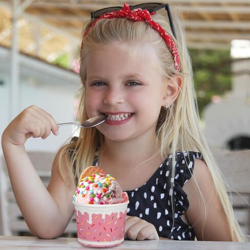 Aodaer 60 Pack Ice Cream Cups 8 Oz Sprinkles Paper Ice Cream Bowls 6 Color Disposable Snack Bowls Party Supplies Treat Cups for Sundae, Frozen Yogurt, Dessert in Saudi Arabia