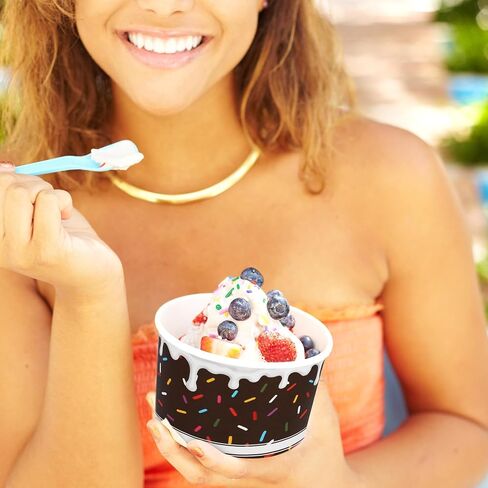 Aodaer 60 Pack Ice Cream Cups 8 Oz Sprinkles Paper Ice Cream Bowls 6 Color Disposable Snack Bowls Party Supplies Treat Cups for Sundae, Frozen Yogurt, Dessert in Saudi Arabia