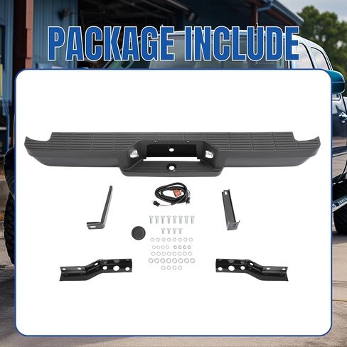 KUAFU Rear Step Bumper Compatible with 1993-2011 Ford Ranger Fleetside/Styleside Supercrew F1TZ17906G FO1102257 W/O Parking Aid Sensor Holes W/Brackets & License Plate Lights in Saudi Arabia