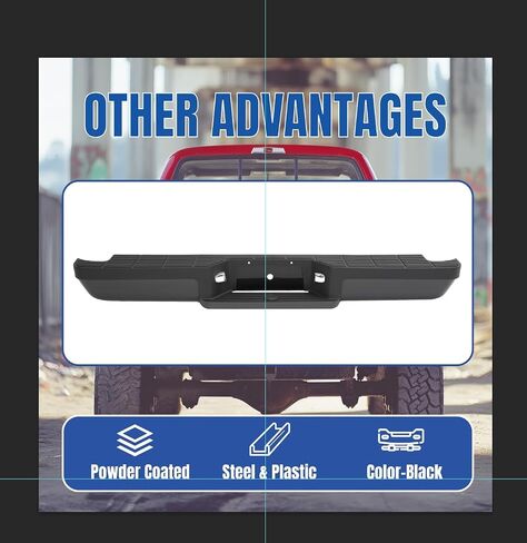 KUAFU Rear Step Bumper Compatible with 1993-2011 Ford Ranger Fleetside/Styleside Supercrew F1TZ17906G FO1102257 W/O Parking Aid Sensor Holes W/Brackets & License Plate Lights in Saudi Arabia