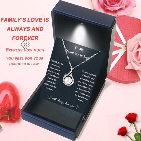 Christmas Gifts For Daughter In Law Necklace 925 Sterling Silver Daughter In Law Gifts From Mother In Law Birthday Gifts With Message Card &Gift Box in Kuwait