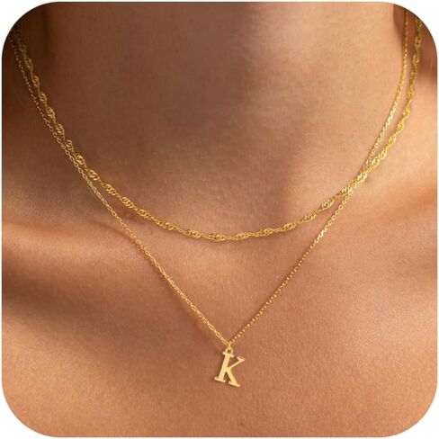 Gold Initial Necklaces for Women Dainty Layered Letter Pendant Necklace Cute Choker Necklace Teen Gift Trendy Stuff Personalized Jewelry Stack for Women Her in Saudi Arabia