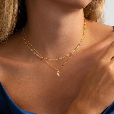 Gold Initial Necklaces for Women Dainty Layered Letter Pendant Necklace Cute Choker Necklace Teen Gift Trendy Stuff Personalized Jewelry Stack for Women Her in Saudi Arabia