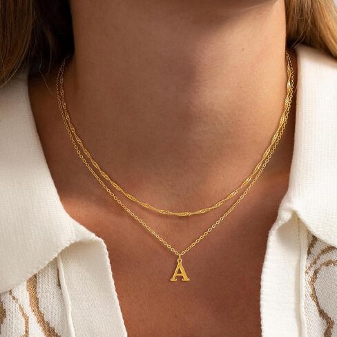 Gold Initial Necklaces for Women Dainty Layered Letter Pendant Necklace Cute Choker Necklace Teen Gift Trendy Stuff Personalized Jewelry Stack for Women Her in Saudi Arabia