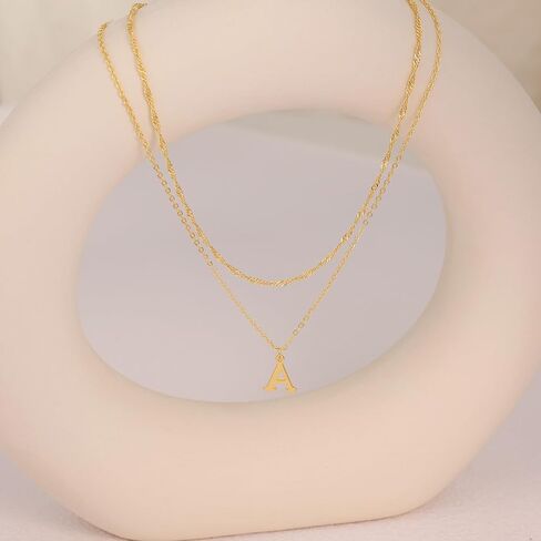 Gold Initial Necklaces for Women Dainty Layered Letter Pendant Necklace Cute Choker Necklace Teen Gift Trendy Stuff Personalized Jewelry Stack for Women Her in Saudi Arabia