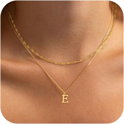 Gold Initial Necklaces for Women Dainty Layered Letter Pendant Necklace Cute Choker Necklace Teen Gift Trendy Stuff Personalized Jewelry Stack for Women Her in Saudi Arabia