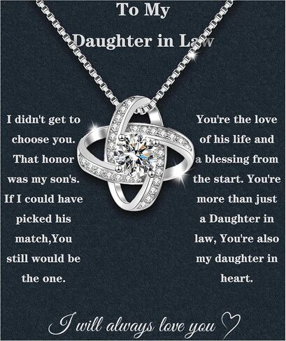 Christmas Gifts For Daughter In Law Necklace 925 Sterling Silver Daughter In Law Gifts From Mother In Law Birthday Gifts With Message Card &Gift Box in Kuwait