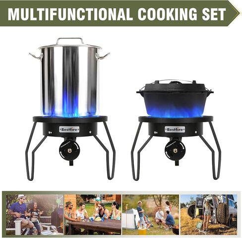 Bestfire Propane Burner, Single Propane Stove, Windproof Gas Stove for Outdoor Cooking, Portable Gaming Stove with Piezo Ignition, Includes Carrying Bag in Kuwait