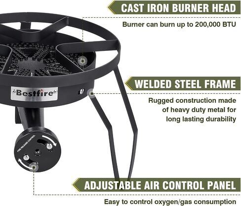 Bestfire Propane Burner, Single Propane Stove, Windproof Gas Stove for Outdoor Cooking, Portable Gaming Stove with Piezo Ignition, Includes Carrying Bag in Kuwait