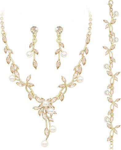 مجموعات مجوهرات زفاف Oriamour Rhinestone للنساء الزفاف الكريستال سوار الأقراط in Kuwait