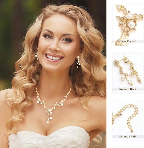 مجموعات مجوهرات زفاف Oriamour Rhinestone للنساء الزفاف الكريستال سوار الأقراط in Kuwait