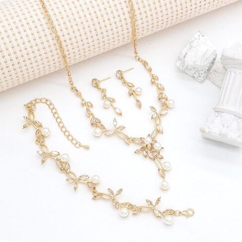 مجموعات مجوهرات زفاف Oriamour Rhinestone للنساء الزفاف الكريستال سوار الأقراط in Kuwait