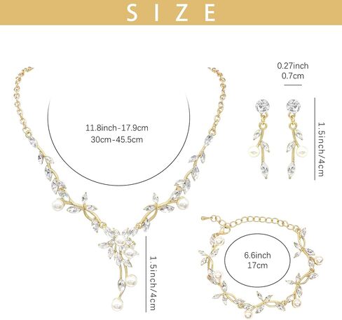 مجموعات مجوهرات زفاف Oriamour Rhinestone للنساء الزفاف الكريستال سوار الأقراط in Kuwait