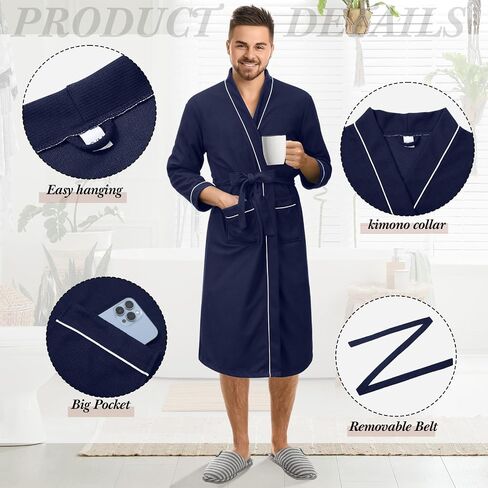 Cuffbow Cotton Robe for Women and Men Lightweight Waffle Knit Bathrobe Couple V Neck Spa Sleepwear in Saudi Arabia