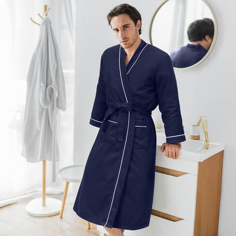 Cuffbow Cotton Robe for Women and Men Lightweight Waffle Knit Bathrobe Couple V Neck Spa Sleepwear in Saudi Arabia