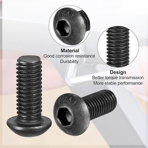 uxcell M5x20mm 10.9 Alloy Steel Button Head Hex Socket Cap Screw Bolt Black 50pcs in Saudi Arabia