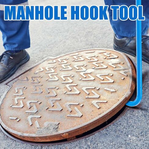 2 Pcs Manhole Cover Hook 36 Inch with 5/8" Hex Alloy Steel Rigid Heavy Duty Manhole Cover Lifter Versatile Lift Storm Drain Grate Manhole Hook Tool with Inline Handle for Lid Puller Moving in Saudi Arabia