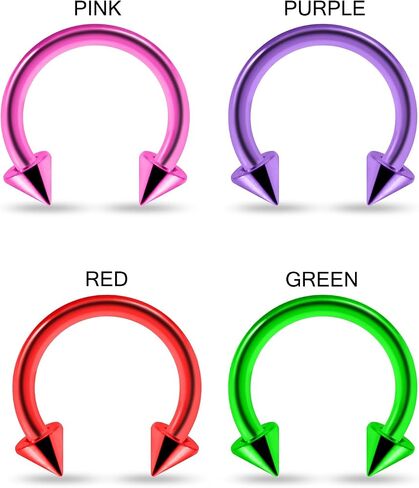 Neon anodized 316L Surgical Steel 16 Gauge Circular Barbell مع 3M مخروط - حلقة الحاجز - Tragus ثقب - جسم حدوة الحصان الثقب المجوهرات in Saudi Arabia