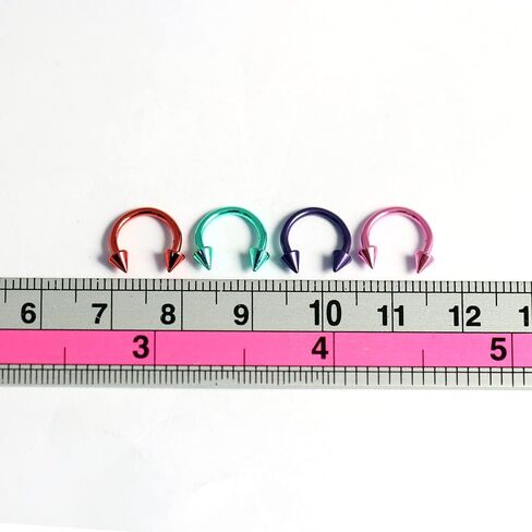 Neon anodized 316L Surgical Steel 16 Gauge Circular Barbell مع 3M مخروط - حلقة الحاجز - Tragus ثقب - جسم حدوة الحصان الثقب المجوهرات in Saudi Arabia