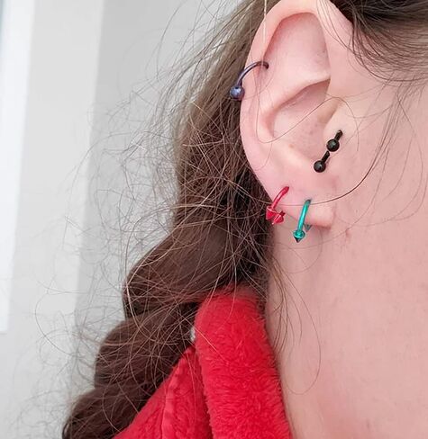 Neon anodized 316L Surgical Steel 16 Gauge Circular Barbell مع 3M مخروط - حلقة الحاجز - Tragus ثقب - جسم حدوة الحصان الثقب المجوهرات in Saudi Arabia