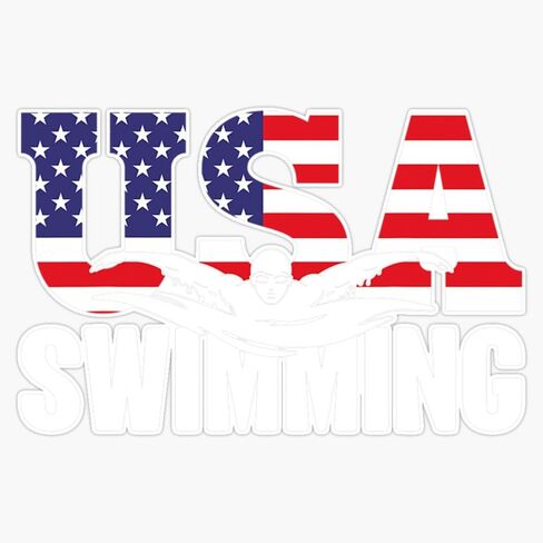 Swimming - Us American Flag - Water Swimmer & Swim Sticker Bumper Sticker Vinyl Decal 5" in Saudi Arabia