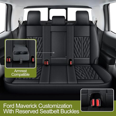 أغطية المقاعد مناسبة لفورد مافريك: 2022 2023 2024 2025 أغطية مقعد السيارة الأمامية الشاحنة (الأسود والرمادي ، 2 مساءً) in Kuwait