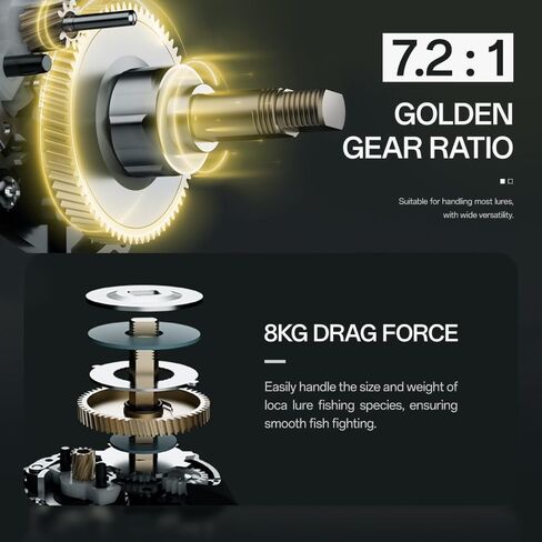 Fishing Baitcasting Reel, Baitcaster Fishing Reels with 18+1BB Stainless Steel Ball Bearings,Magnetic Braking System for Fishing Saltwater Freshwater, Available in 7.1: 1 in Kuwait