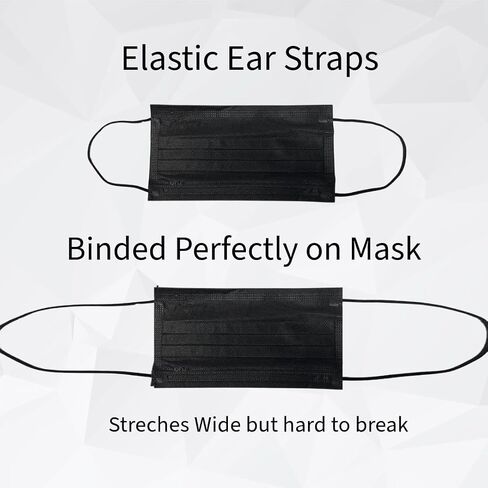 60PCS Black Disposable Face Masks, 3 Layer Protection Face Masks for Adult, Teenager, Seniors in Saudi Arabia