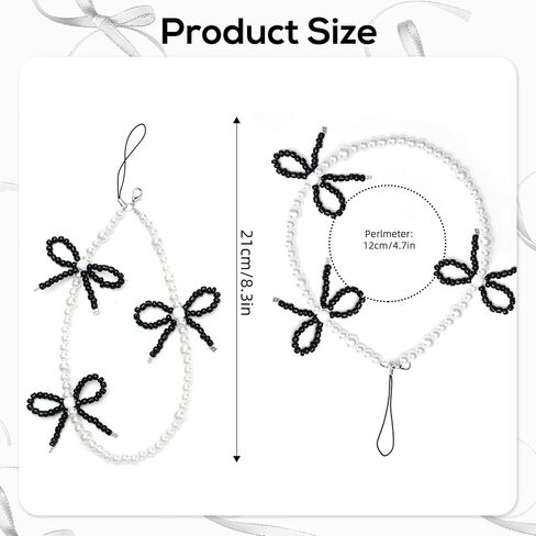 Phone Charm Cute Pearl Beaded Pink Bowknot Chain Aesthetic Universal Cell Phone Lanyard Wrist Strap Accessories for Bag Airpods Camera Pendants Decor-Pink in Saudi Arabia