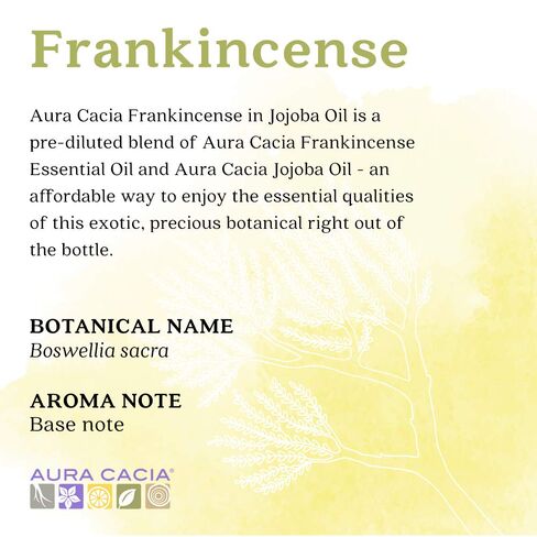Aura Cacia Frankense Oil Pure Oil في زيت Jojoba | GC/MS تم اختباره للنقاء | 15 مل (0.5 فلا. أوقية.) in Saudi Arabia