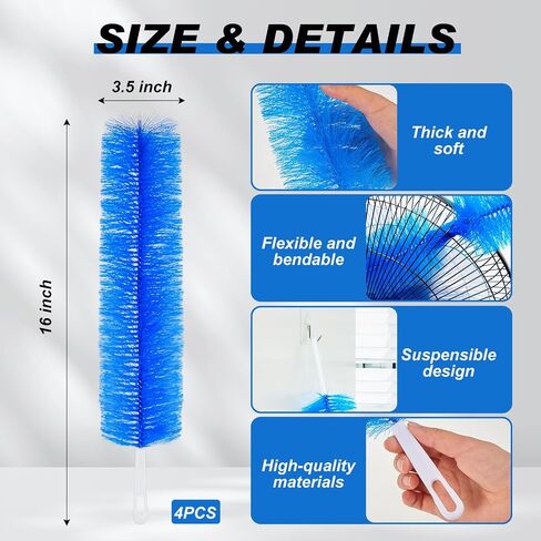 Sliner 2 Pcs Cobweb Duster Bendable Fan Duster Plastic Dust Cleaner Reusable Head Ceiling Brush Microfiber Dirt Remover for Fan Air Conditioning Home Vents Shutters (Gray) in Saudi Arabia