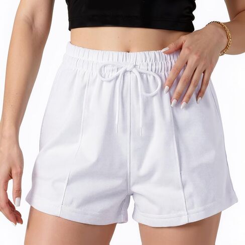 Women Sweat Shorts Athletic High Waisted with Deep Pockets Comfy Loose Fit, Elastic Drawstring Summer Casual Wear in Saudi Arabia